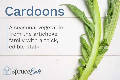 Cardoons, a seasonal vegetable from the artichoke family, are shown here, ready for a delicious cardoon recipe.